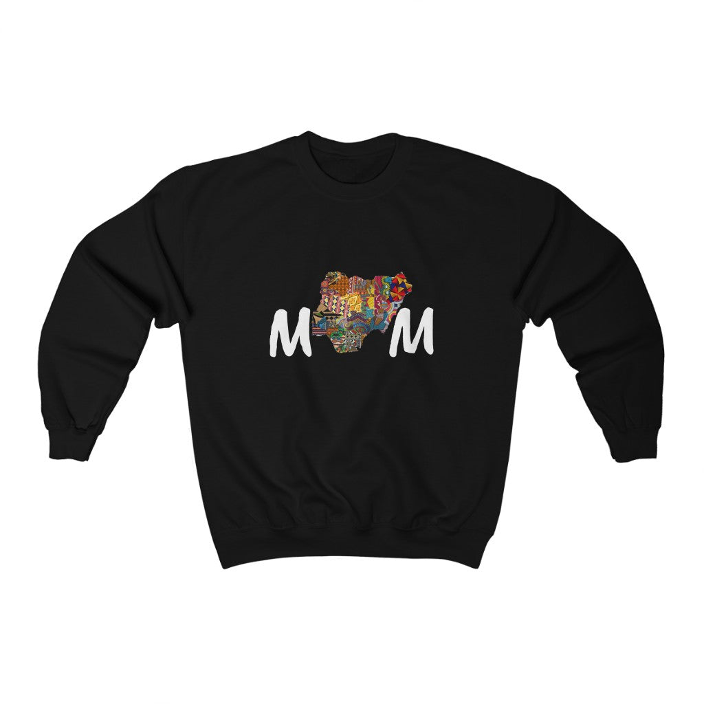 Nigerian mom white print Unisex Heavy Blend™ Crewneck Sweatshirt