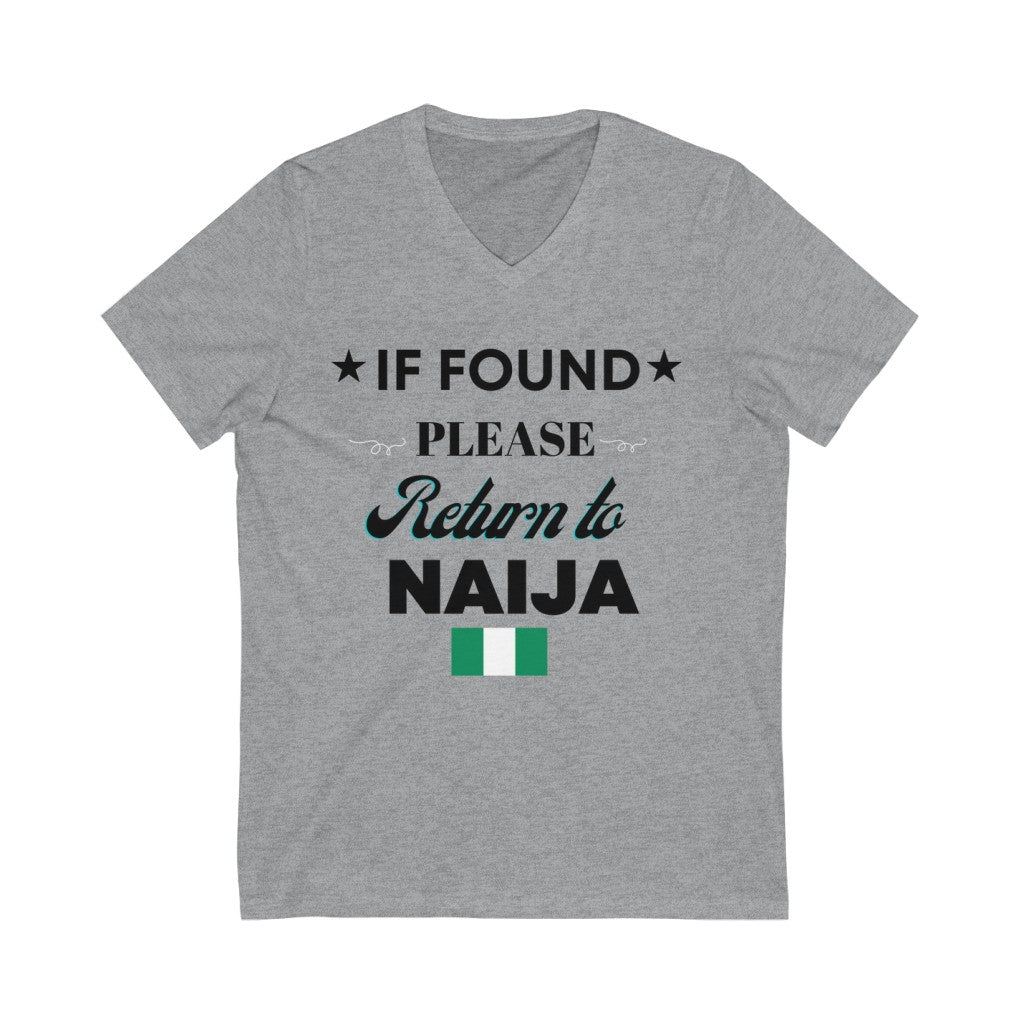 IF FOUND- Unisex Jersey Short Sleeve V-Neck Tee