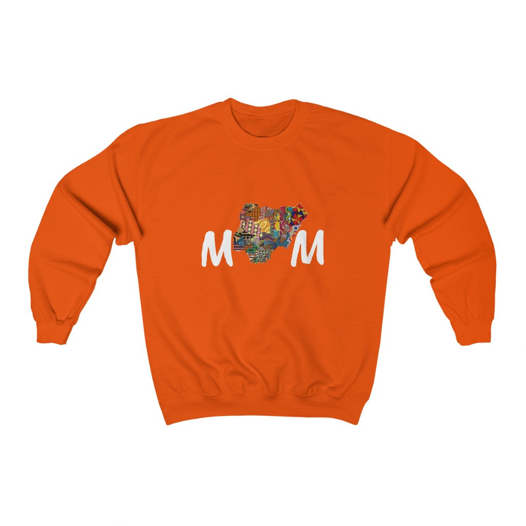 Nigerian mom white print Unisex Heavy Blend™ Crewneck Sweatshirt