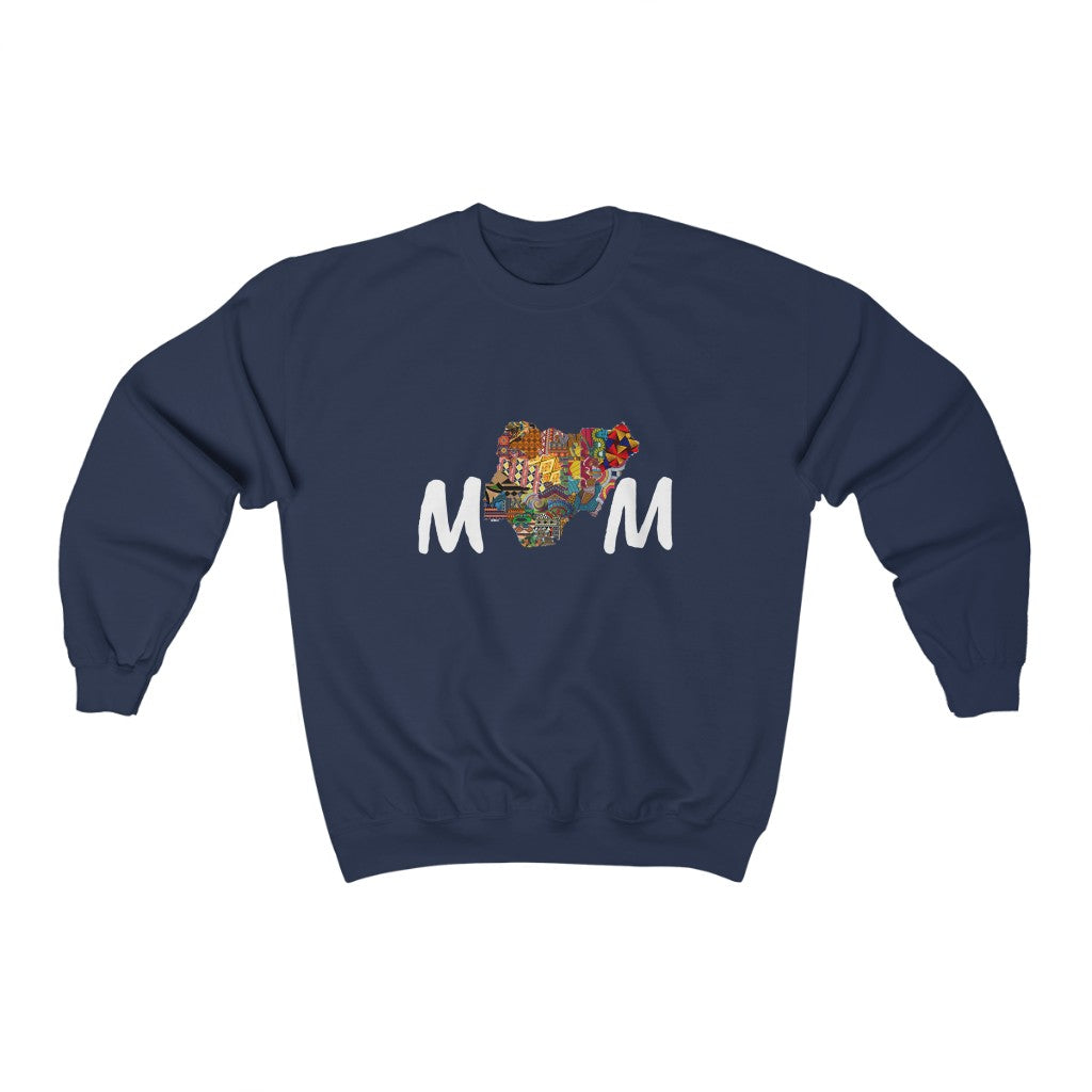 Nigerian mom white print Unisex Heavy Blend™ Crewneck Sweatshirt