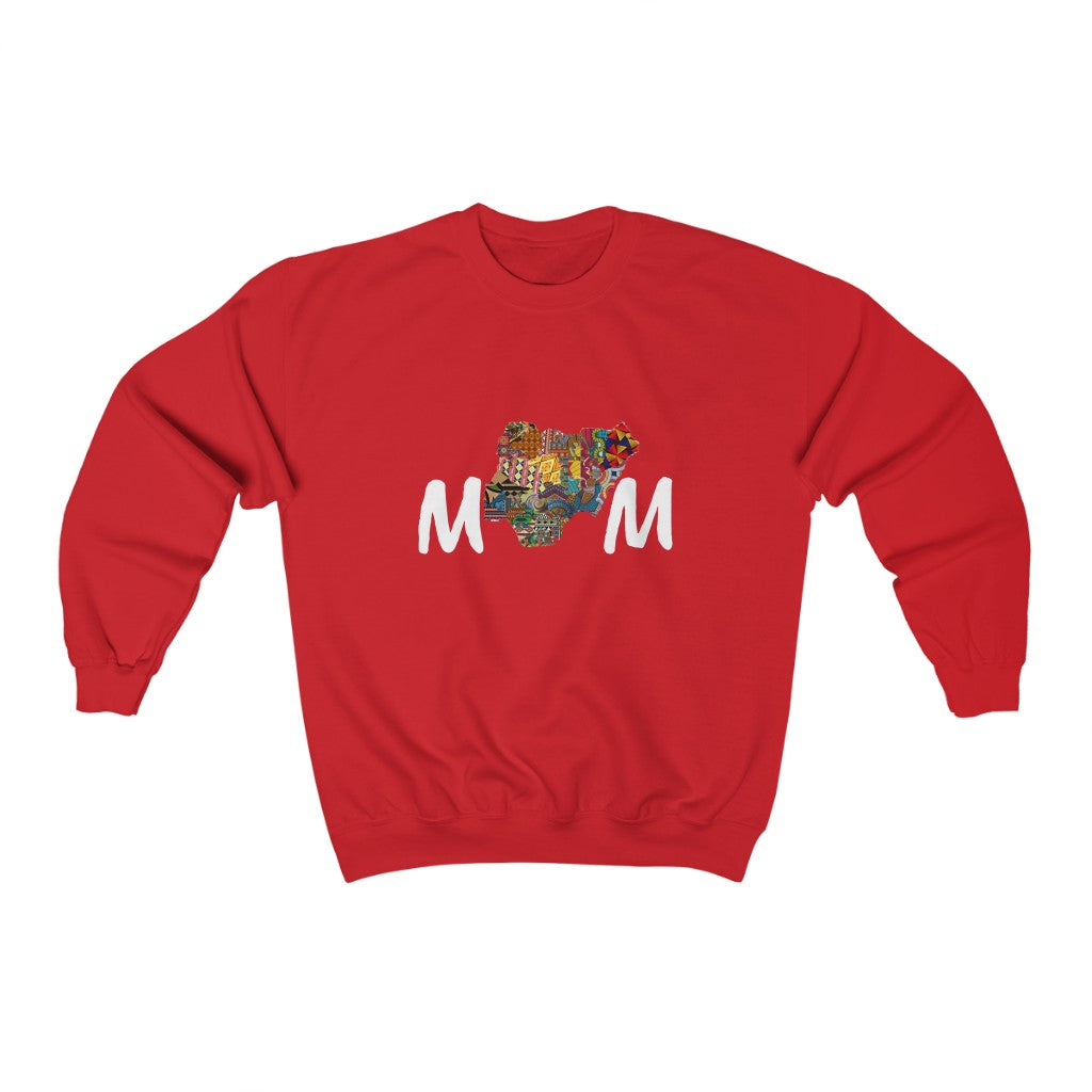 Nigerian mom white print Unisex Heavy Blend™ Crewneck Sweatshirt